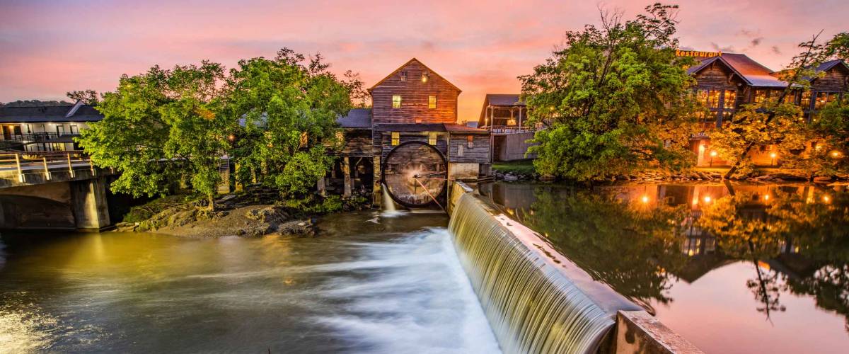 Pigeon Forge Tennessee TN Old Mill at Sunrise.